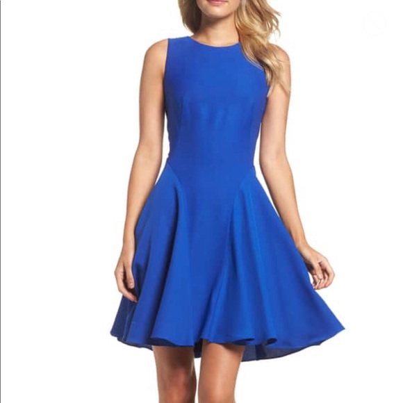 cobalt blue fit and flare dress